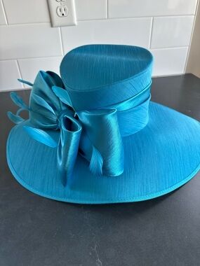 Elegant Teal Women's Dress Hat with Bow Accent DERBY TIME